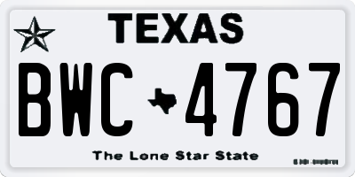 TX license plate BWC4767