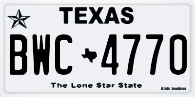 TX license plate BWC4770