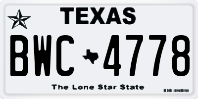 TX license plate BWC4778