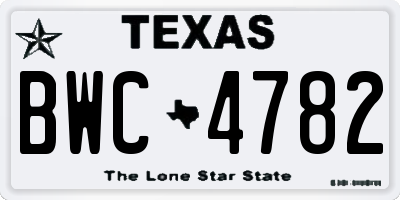TX license plate BWC4782