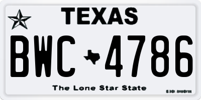 TX license plate BWC4786