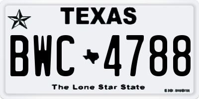 TX license plate BWC4788