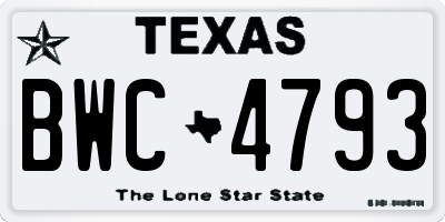 TX license plate BWC4793