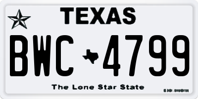 TX license plate BWC4799