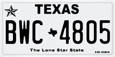 TX license plate BWC4805