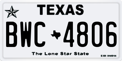 TX license plate BWC4806