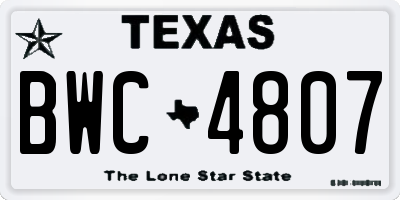TX license plate BWC4807