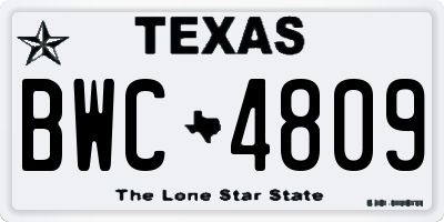 TX license plate BWC4809