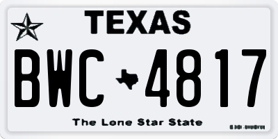 TX license plate BWC4817