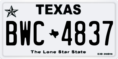 TX license plate BWC4837