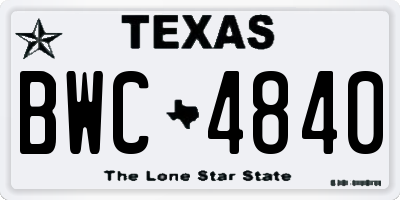 TX license plate BWC4840