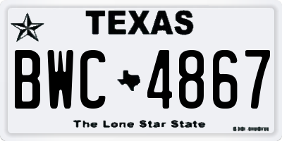 TX license plate BWC4867