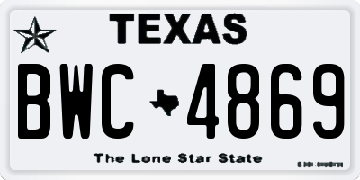 TX license plate BWC4869