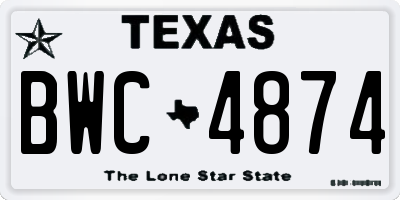 TX license plate BWC4874