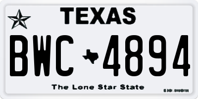 TX license plate BWC4894