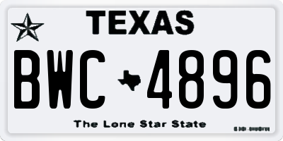 TX license plate BWC4896