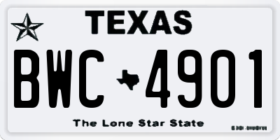 TX license plate BWC4901