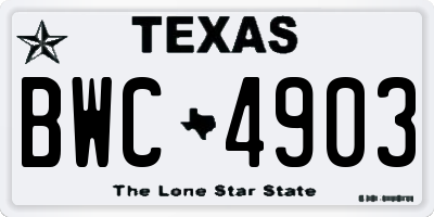 TX license plate BWC4903