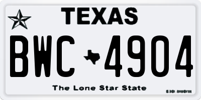 TX license plate BWC4904