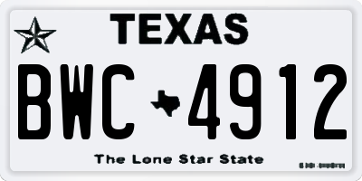 TX license plate BWC4912