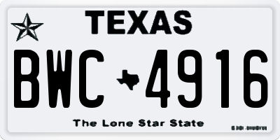 TX license plate BWC4916