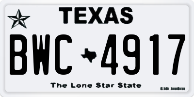 TX license plate BWC4917