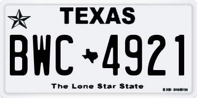 TX license plate BWC4921