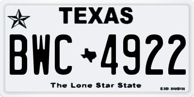 TX license plate BWC4922