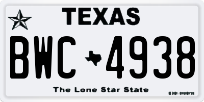 TX license plate BWC4938