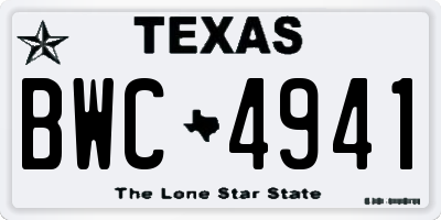 TX license plate BWC4941