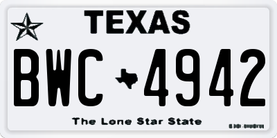 TX license plate BWC4942