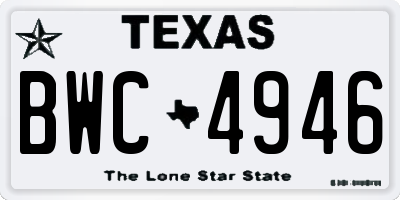 TX license plate BWC4946