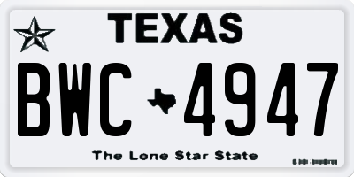 TX license plate BWC4947
