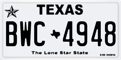 TX license plate BWC4948
