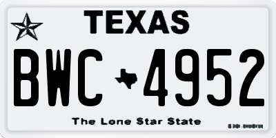 TX license plate BWC4952