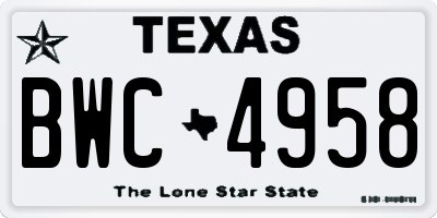 TX license plate BWC4958