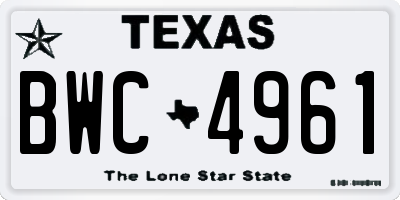 TX license plate BWC4961