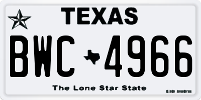 TX license plate BWC4966