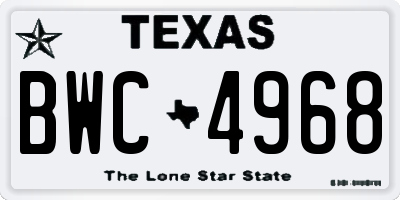 TX license plate BWC4968