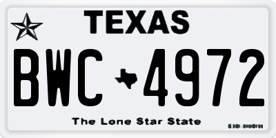 TX license plate BWC4972