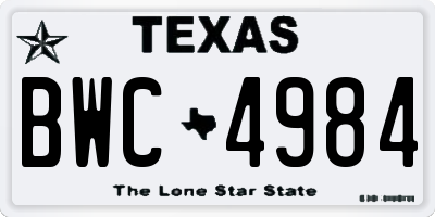 TX license plate BWC4984