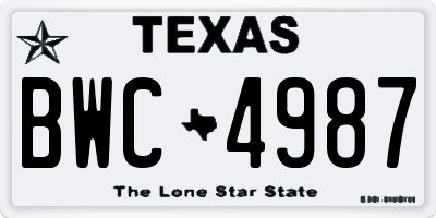 TX license plate BWC4987