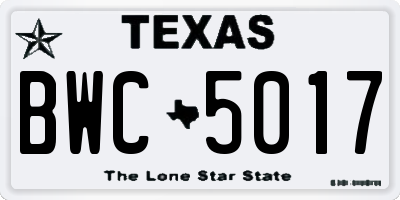 TX license plate BWC5017