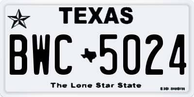 TX license plate BWC5024