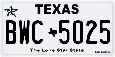 TX license plate BWC5025