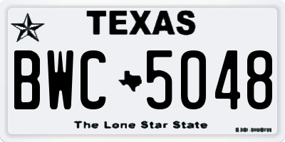 TX license plate BWC5048