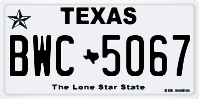 TX license plate BWC5067