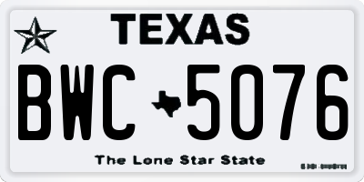TX license plate BWC5076