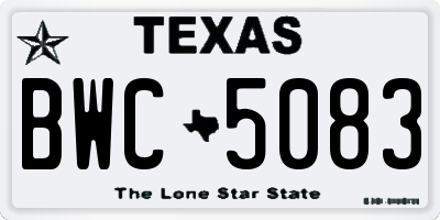 TX license plate BWC5083