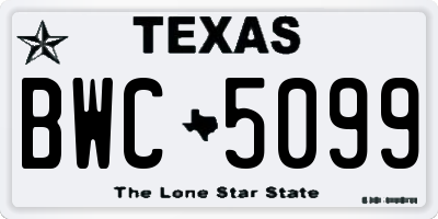 TX license plate BWC5099